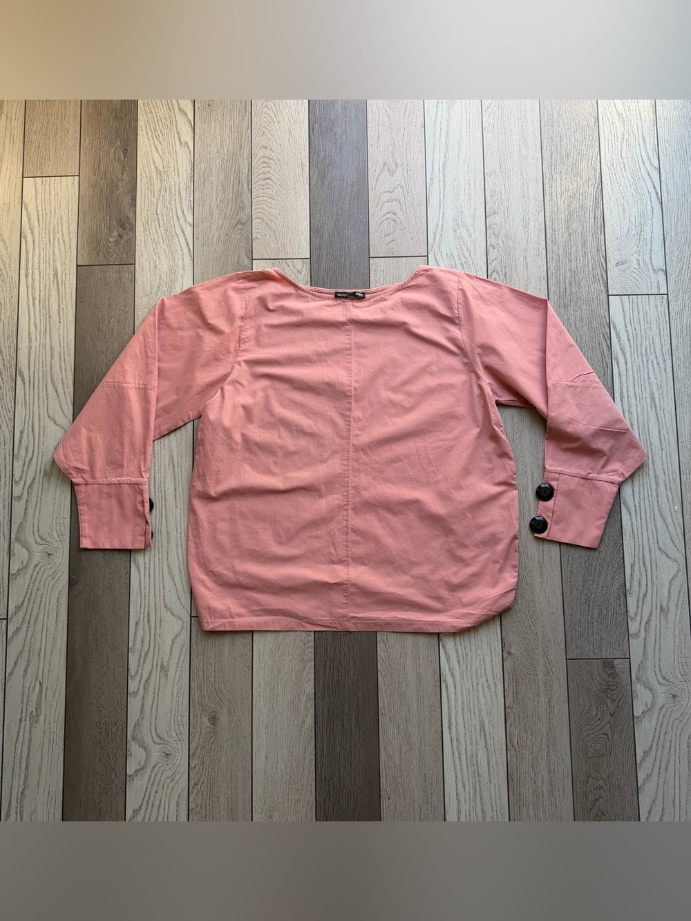 Zara Coral Boatneck Long Sleeve Top with Button Cuffs size M